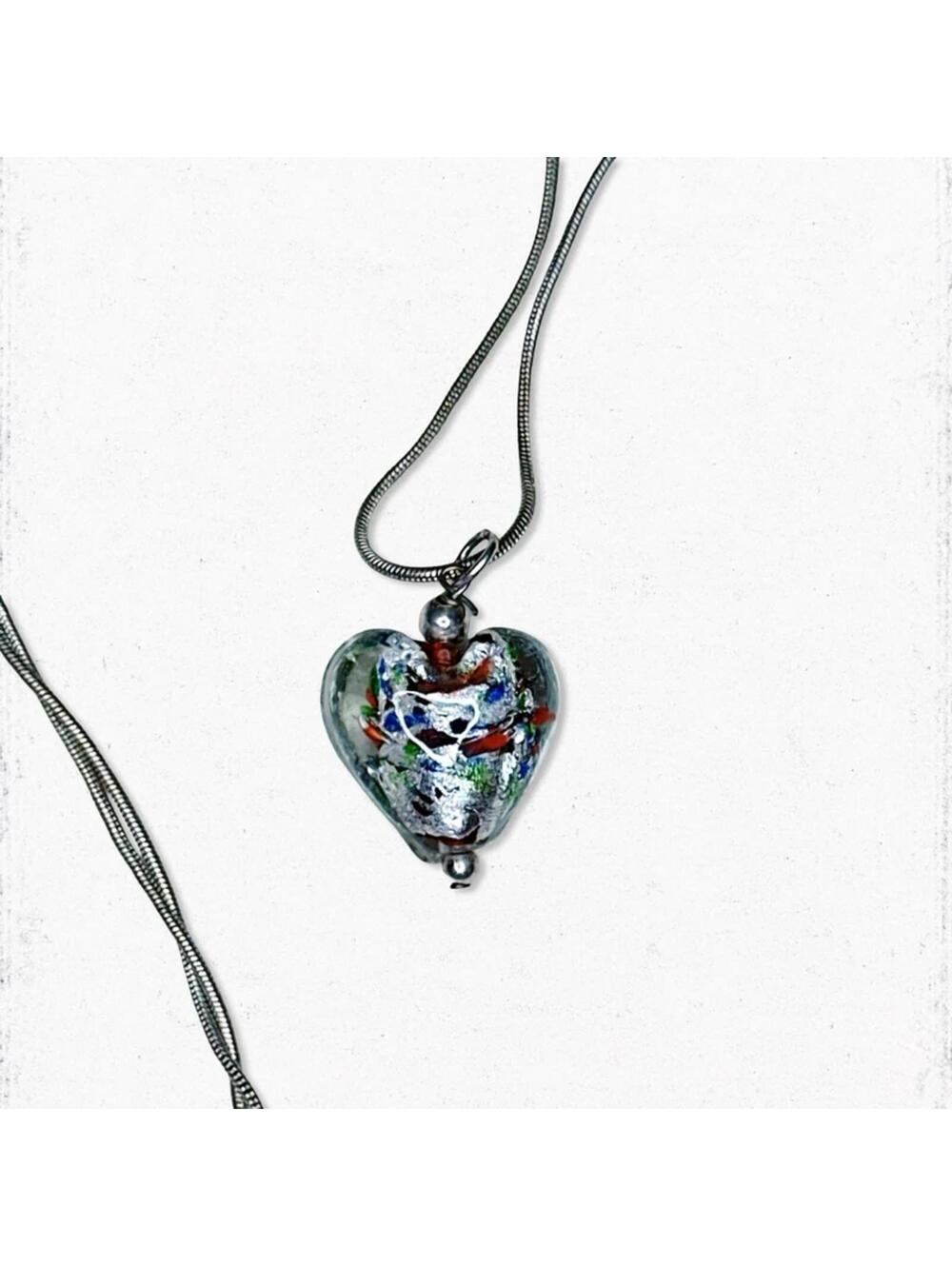 6167gc. Small Art Glass Pendant Heart